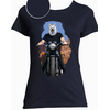 t-shirt chien moto bleu marine