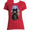 t-shirt chien moto rouge femme