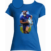 T-shirt chien rugby bleu roy femme