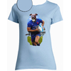 T-shirt chien rugby bleu ciel femme
