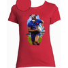 T-shirt chien rugby rouge  femme