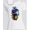 T-shirt chien rugby blanc femme