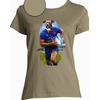 T-shirt chien rugby kaki  femme