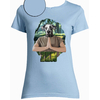 t-shirt chien yoga bleu ciel femme