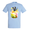 t-shirt chien fleur - homme  bleu ciel