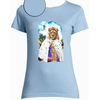 T-shirt bleu ciel roi lion femme
