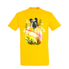 t-shirt chien fleur - homme jaune