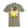 t-shirt chien fleur - homme kaki