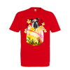 t-shirt chien fleur - homme rouge