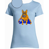 T-shirt bleu ciel femme motif bouledogue français