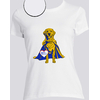 T-shirt blanc femme motif golden retriever