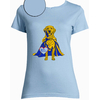 T-shirt bleu ciel femme motif golden retriever