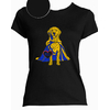 T-shirt noir  femme motif golden retriever