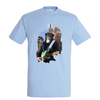 t-shirt chien guitare - homme bleu ciel
