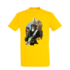 t-shirt chien guitare - homme jaune