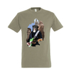 t-shirt chien guitare - homme kaki