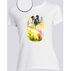 T-shirt blanc fleurs  femme