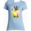 T-shirt bleu ciel fleurs femme