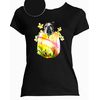 T-shirt noir fleurs   femme