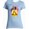 T-shirt bleu smartphone femme ciel