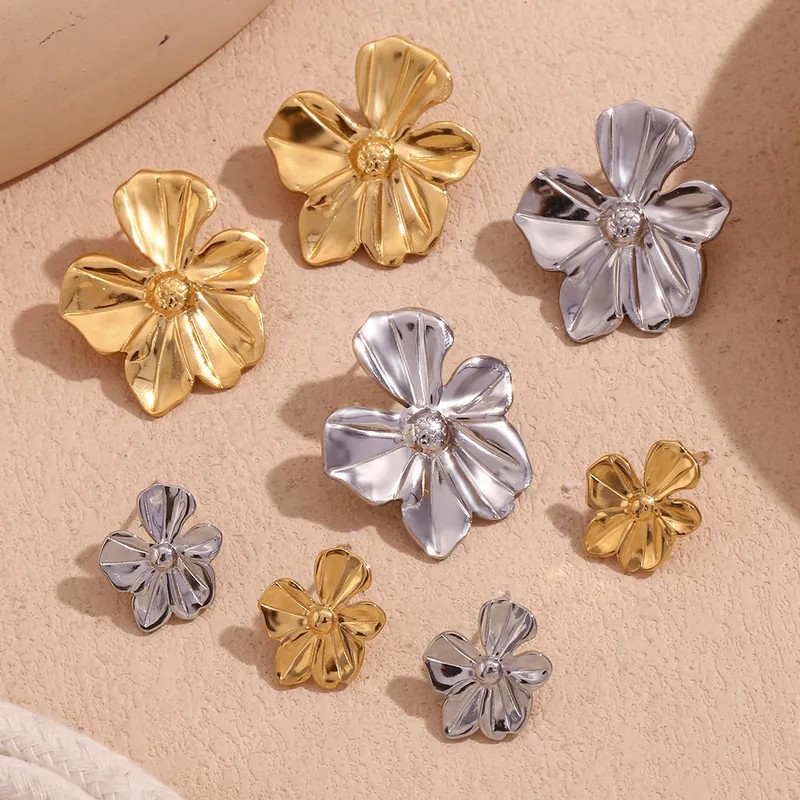 Rev-tement-PVD-Plaqu-Or-V-ritable-Or-18-Carats-Fleur-Acier-Inoxydable-304-Style-Classique-R-sistant-L-Eau-Et-Ne-Ternit-Pas-Boucles-D-Oreilles