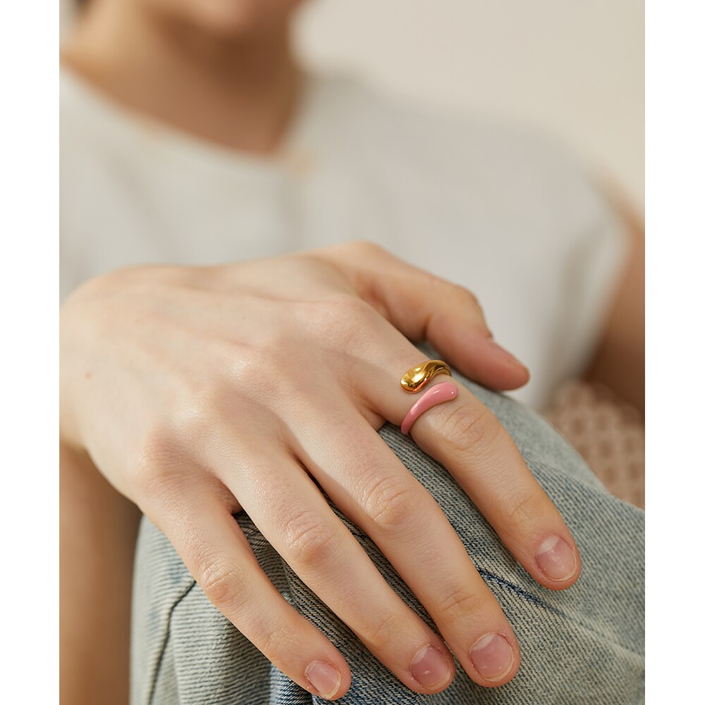 Yhpup-bague-en-acier-inoxydable-pour-femme-couleur-or-plaqu-Pvd-rose-Orange-mail-minimaliste-bijoux
