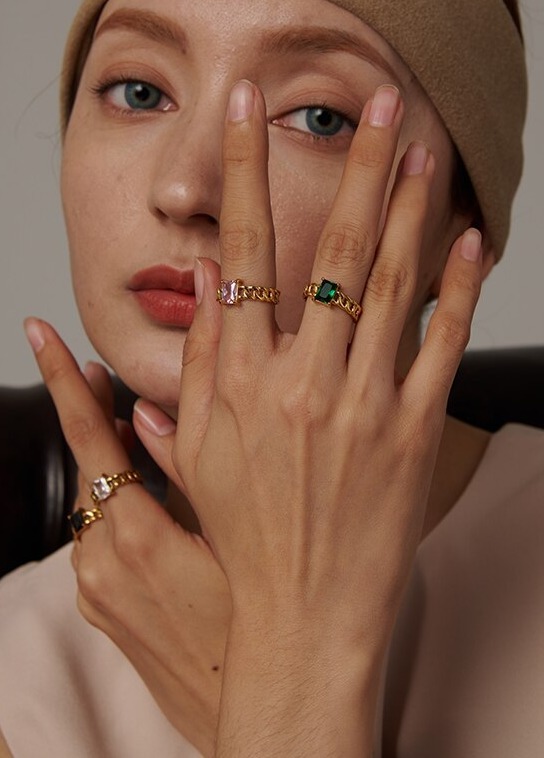 YHPUP-Bague-en-Cha-ne-avec-Zircon-Cubique-Multicolore-Bijou-la-Mode-en-Acier-Inoxydable-et