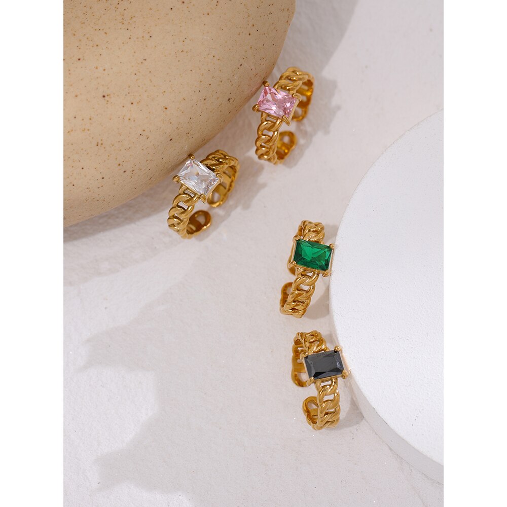 YHPUP-Bague-en-Cha-ne-avec-Zircon-Cubique-Multicolore-Bijou-la-Mode-en-Acier-Inoxydable-et