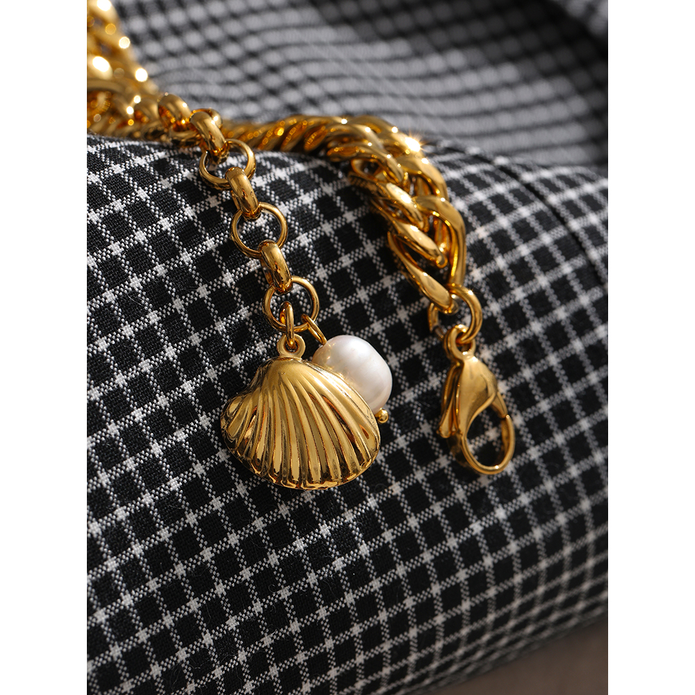 Yhpup-Bracelet-cha-ne-en-acier-inoxydable-18-K-bijoux-de-plage-coquillage-perle-naturelle-m