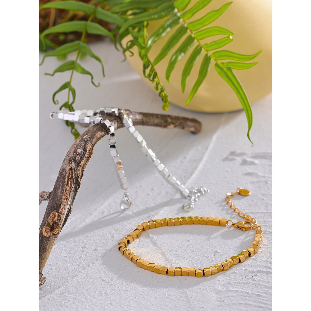 Yhpup-Bracelet-en-perles-carr-es-polies-fait-la-main-en-acier-inoxydable-de-haute-qualit