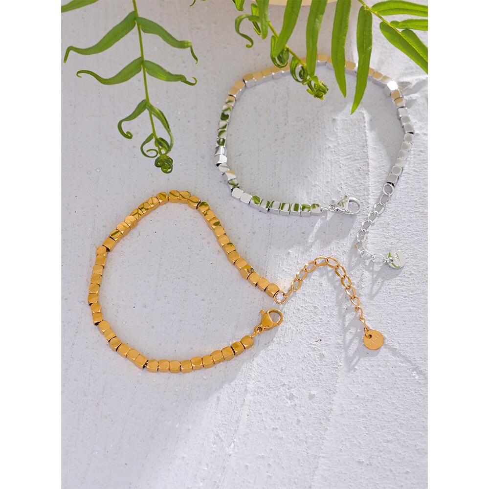 Yhpup-Bracelet-en-perles-carr-es-polies-fait-la-main-en-acier-inoxydable-de-haute-qualit