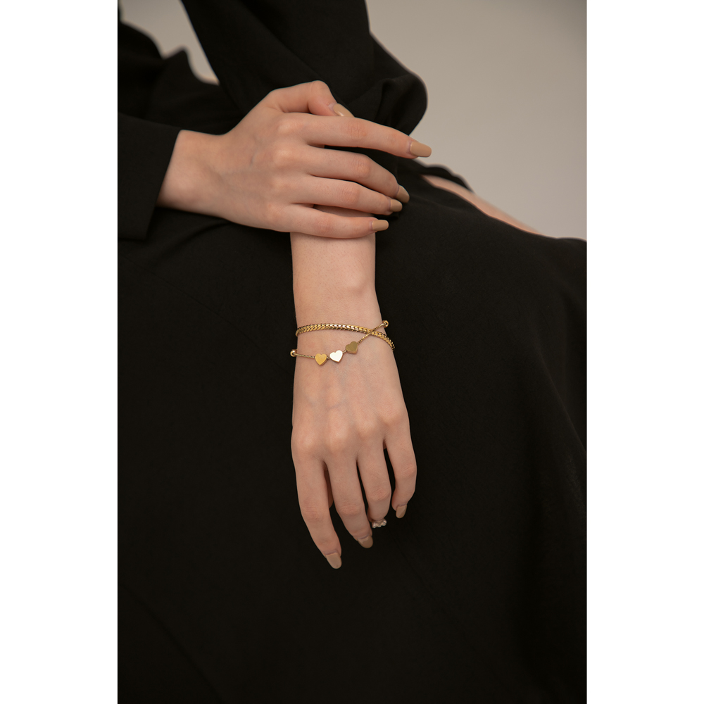 Yhpup-Bracelet-coeur-romantique-en-acier-inoxydable-pour-femme-breloque-couleur-or-cha-ne-en-couches