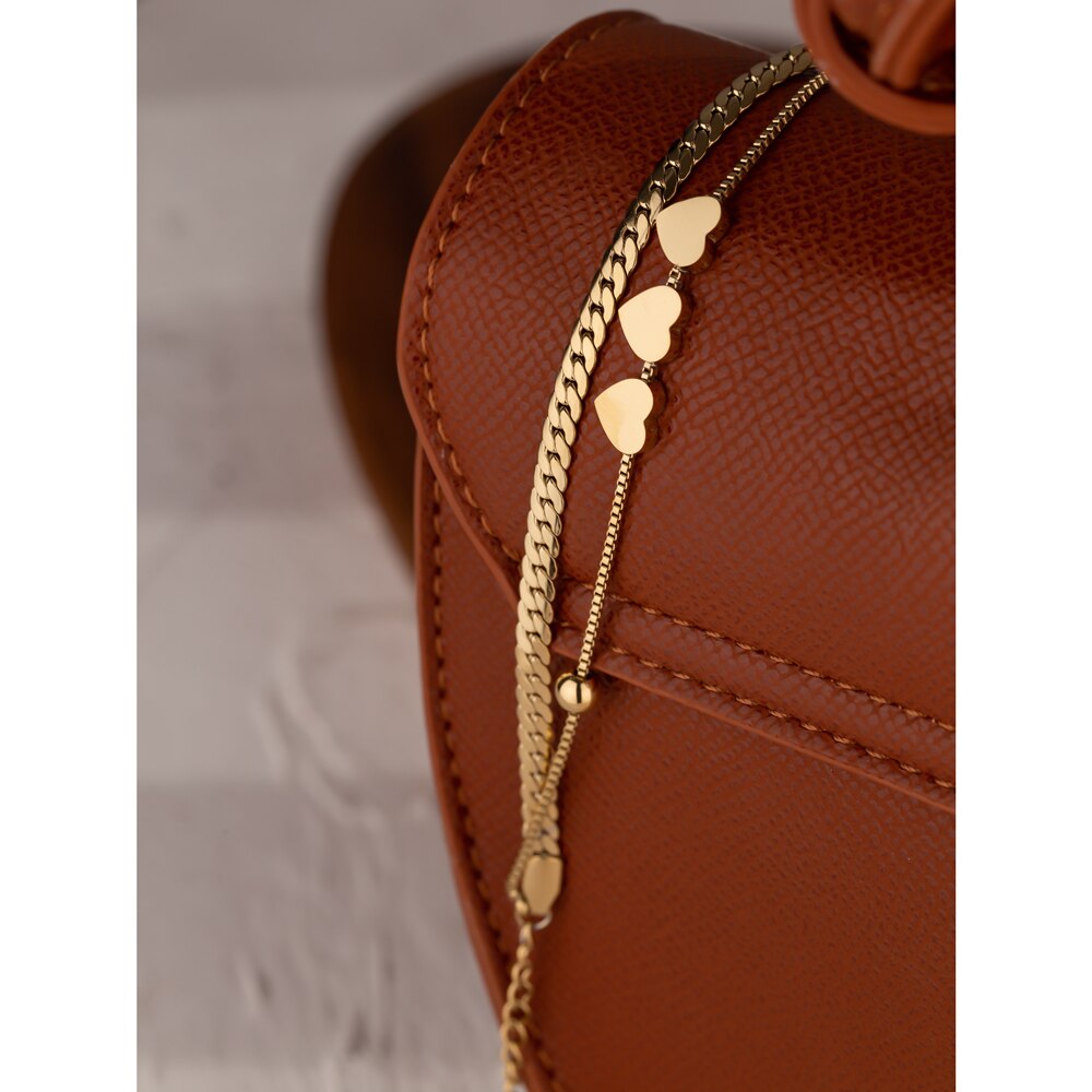 Yhpup-Bracelet-coeur-romantique-en-acier-inoxydable-pour-femme-breloque-couleur-or-cha-ne-en-couches