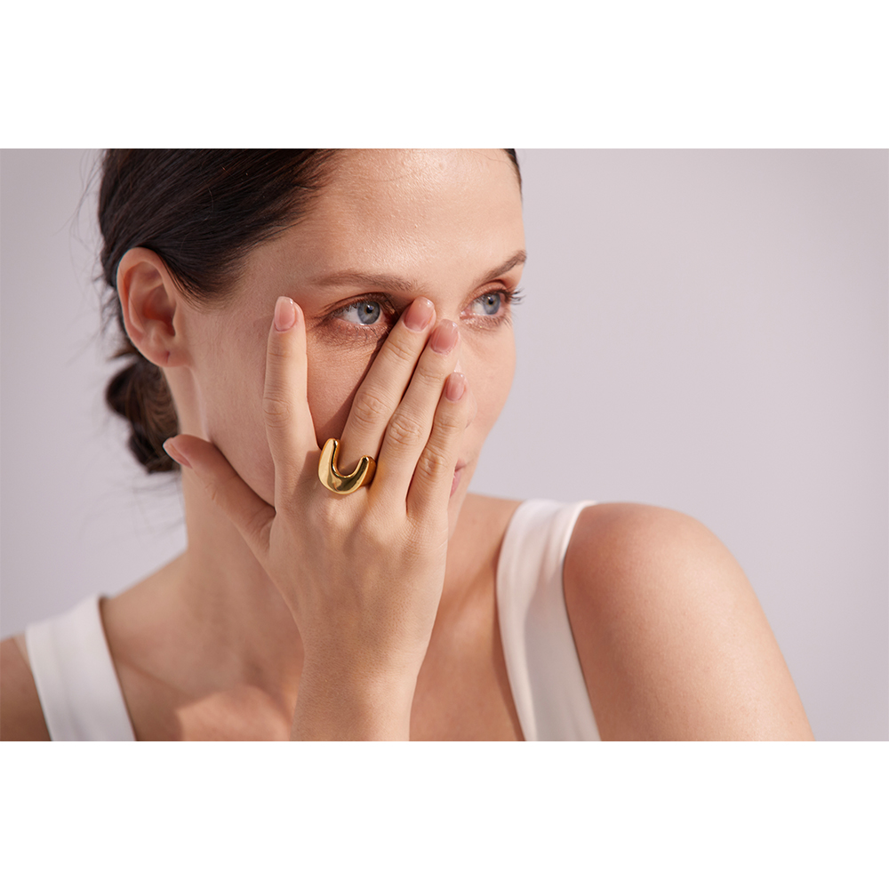 Yhpup-bague-personnalis-e-en-forme-de-U-en-m-tal-acier-inoxydable-couleur-or-18K
