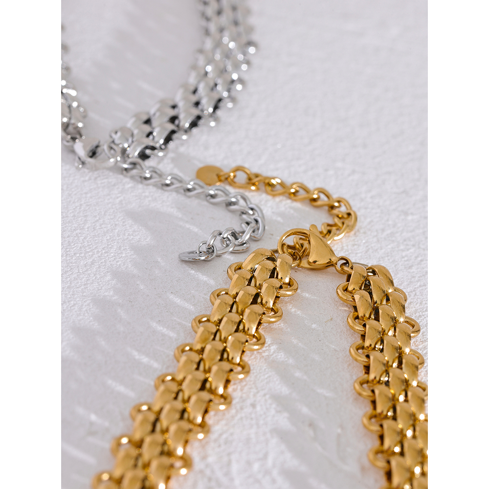 Yhpup-collier-et-Bracelet-en-acier-inoxydable-plaqu-or-18K-cha-ne-cubaine-ensemble-de-bijoux