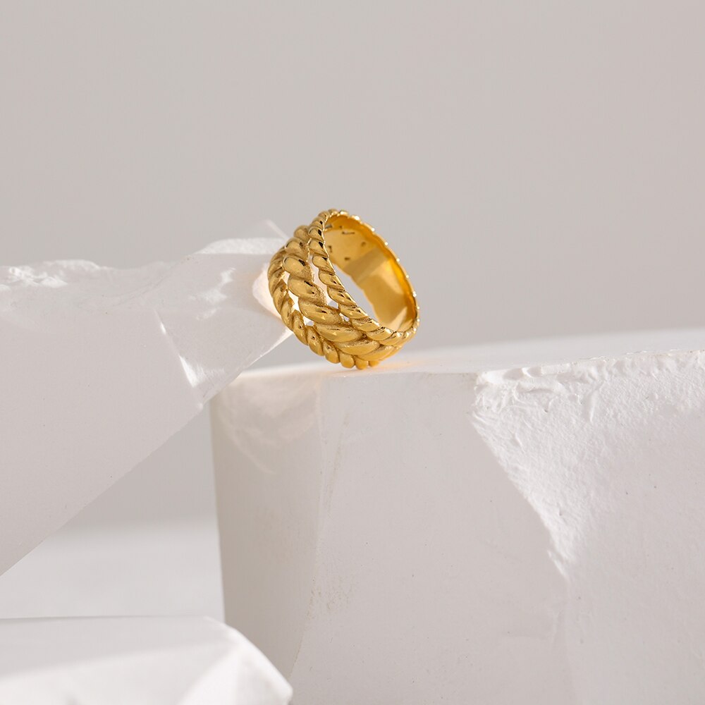 Yhpup-bague-de-cha-ne-en-acier-inoxydable-breloque-en-m-tal-torsad-plaqu-or-18
