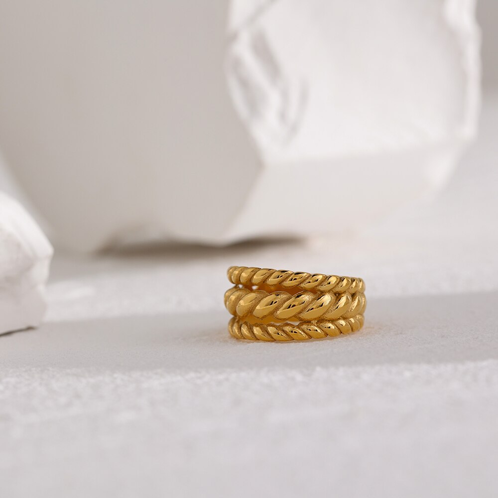 Yhpup-bague-de-cha-ne-en-acier-inoxydable-breloque-en-m-tal-torsad-plaqu-or-18