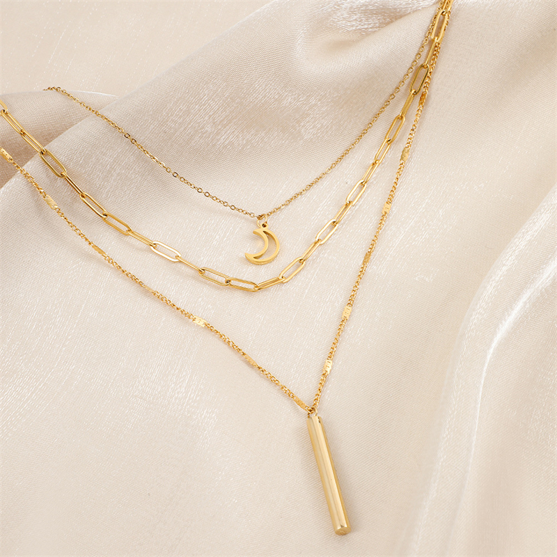 SION-L-Collier-Ras-du-Cou-en-Acier-Inoxydable-pour-Femme-Bijou-Fin-3-Couches-Breloque