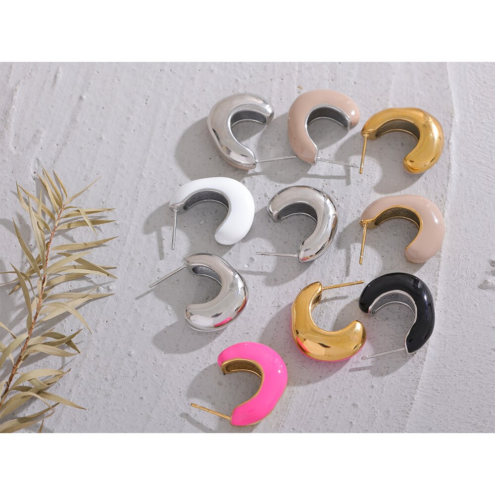 Yhpup-Boucles-d-oreilles-Huggie-g-om-triques-en-mail-multicolore-pour-femmes-bijoux-en-acier