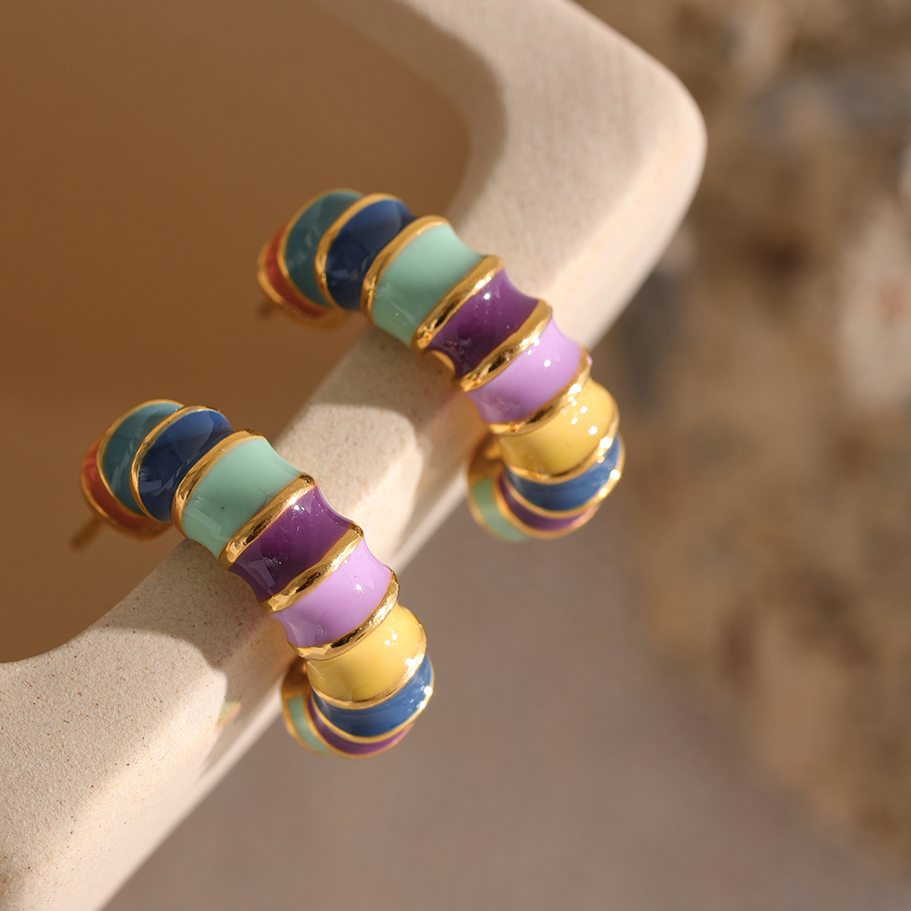 Yhpup-boucles-d-oreilles-d-t-en-acier-inoxydable-mail-color-et-tanche-Texture-Unique-bijoux