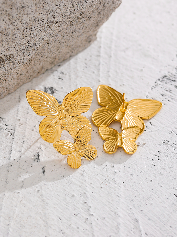 Yhpup-boucles-d-oreilles-papillon-en-acier-inoxydable-pour-femmes-bijoux-fantaisie-couleur-or-18K-m