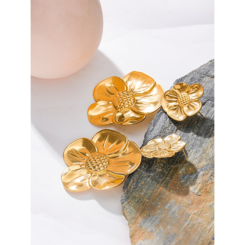 Yhpup-boucles-d-oreilles-pendantes-en-acier-inoxydable-grande-fleur-bijou-de-f-te-tanche-couleur