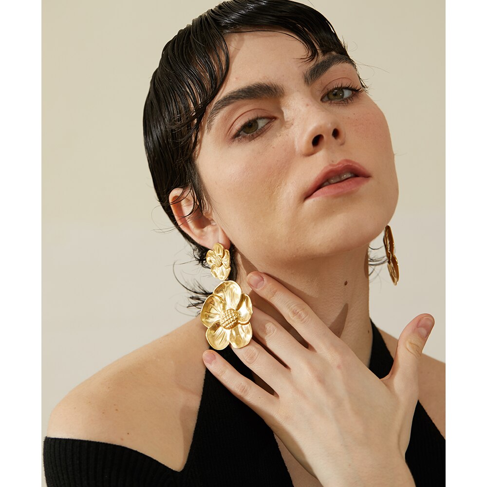Yhpup-boucles-d-oreilles-pendantes-en-acier-inoxydable-grande-fleur-bijou-de-f-te-tanche-couleur