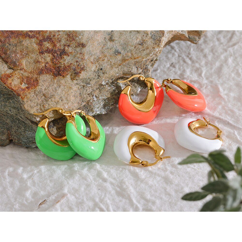 Yhpup-Boucles-d-Oreilles-G-om-triques-paisses-en-Acier-Inoxydable-pour-Femme-Multicolore-mail-Mince