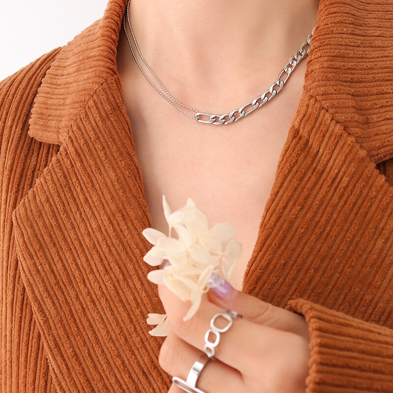 TOSOKO-ensemble-de-colliers-et-bracelets-en-acier-inoxydable-cha-ne-paisse-style-Hip-Hop-plaqu