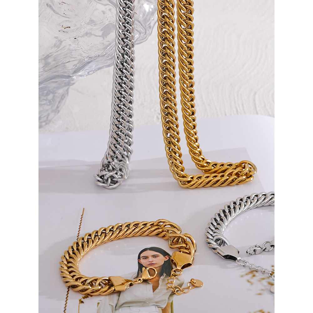 Yhpup-Ensemble-de-bijoux-en-acier-inoxydable-optique-RapMetal-JONecklace-bracelet-plaqu-or-18-carats-tanche