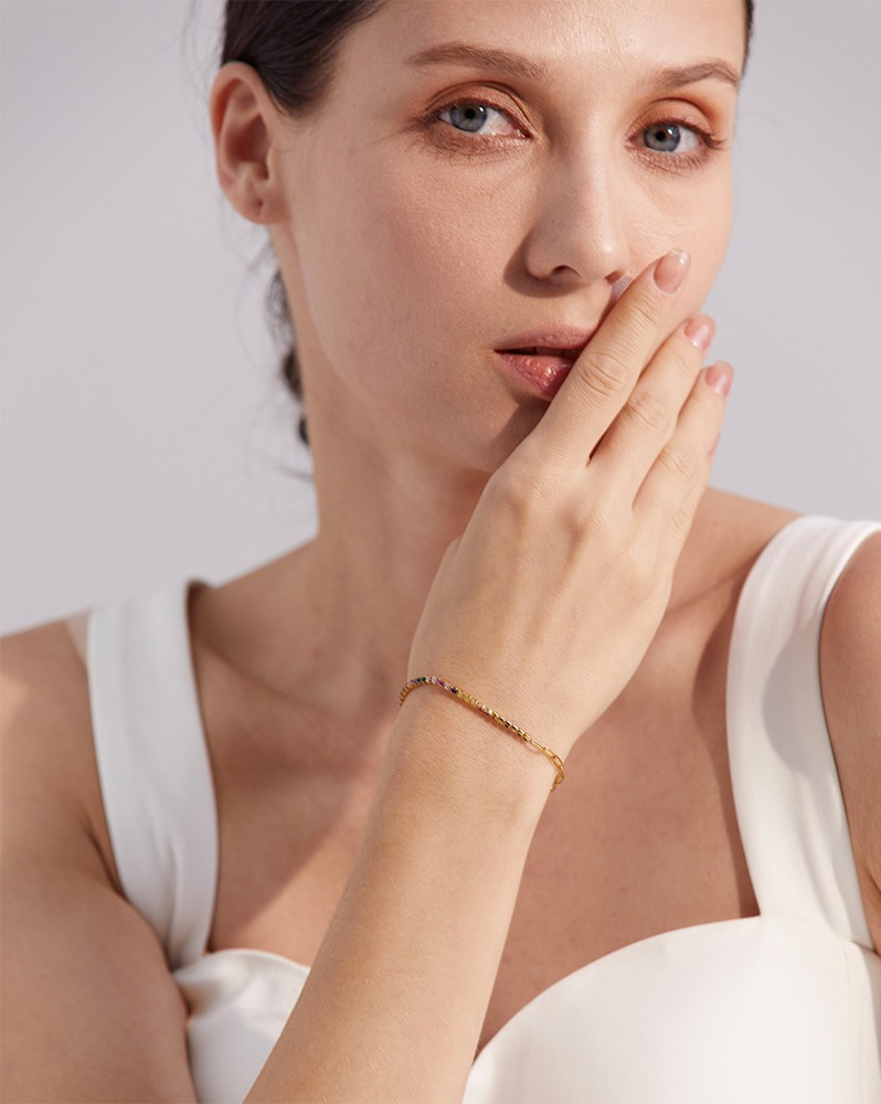 Yhpup-Bracelet-Chic-fin-en-acier-inoxydable-pour-femmes-cha-ne-color-e-en-zircone-cubique