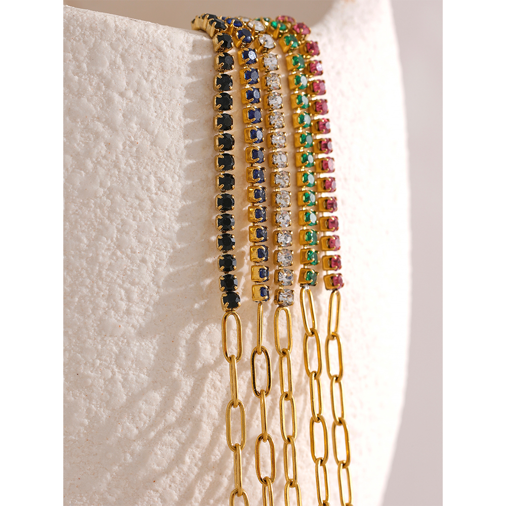 Yhpup-Bracelet-Chic-fin-en-acier-inoxydable-pour-femmes-cha-ne-color-e-en-zircone-cubique