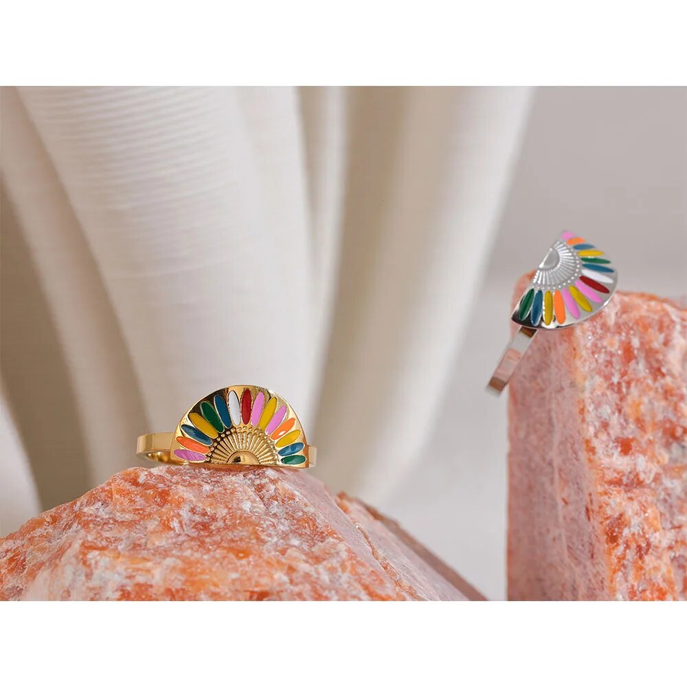 Yhpup-Bague-G-om-trique-en-mail-Color-pour-Fille-et-Femme-Anneau-Arc-en-Ciel