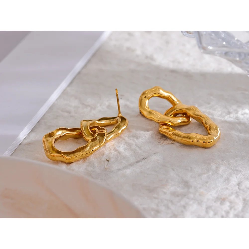Yhpup-Boucles-d-Oreilles-Textur-es-en-Acier-Inoxydable-et-M-tal-Moul-Bijoux-Minimalistes-de
